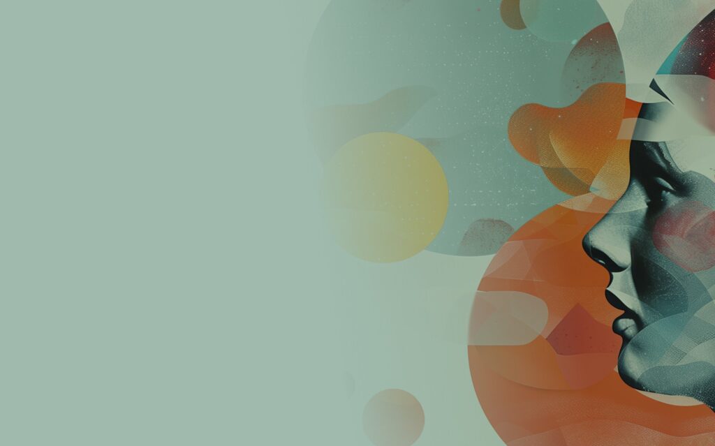 AI generated image of the side profile of someones face with patterns around it