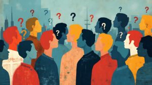 AI generated group of people figuring out a puzzle