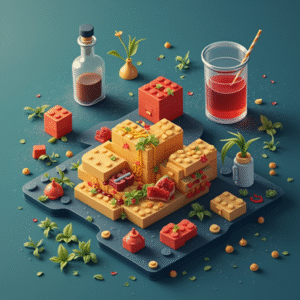 A dinner make from building blocks generated with AI